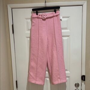 Alexia Admore new Caden tweed Pink High-Waisted Belted Pants